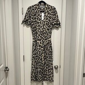 ZARA Leopard Animal Print Midi Dress